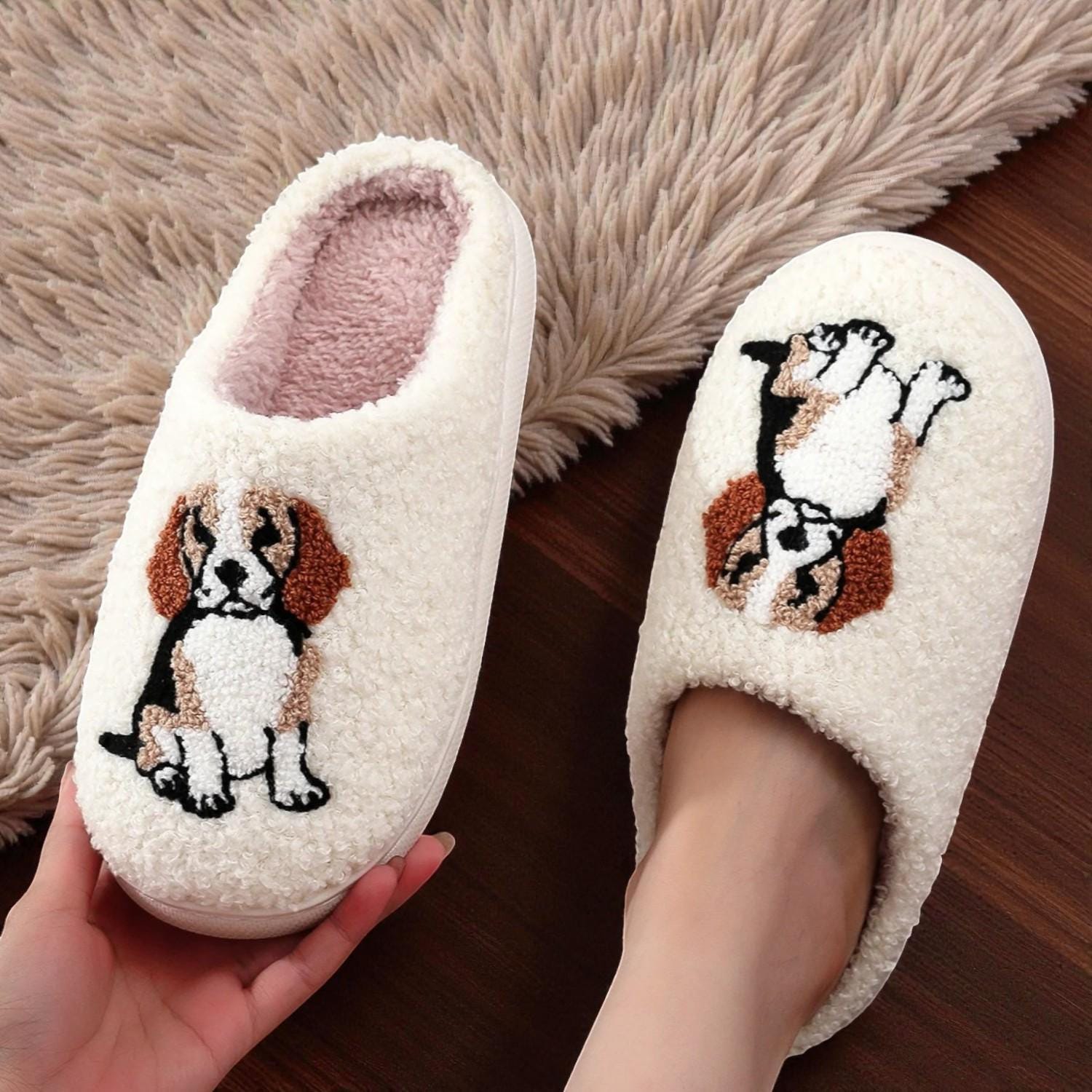 Weiche Plüsch-Hausschuhe für Hundeliebhaber – Beagle Indoor-Schuhwerk für Damen